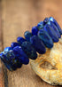 Pulsera Boho, Pulsera Elástica, Lapislázuli Azul y Amatistas Moradas